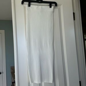 Zara Cream Ribbed Calf Length Dress Size Small